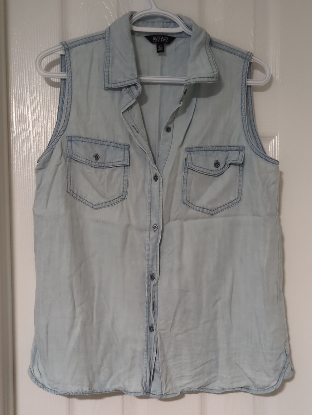 Buffalo David Bitton Light Blue Sleeveless Button-Down Shirt